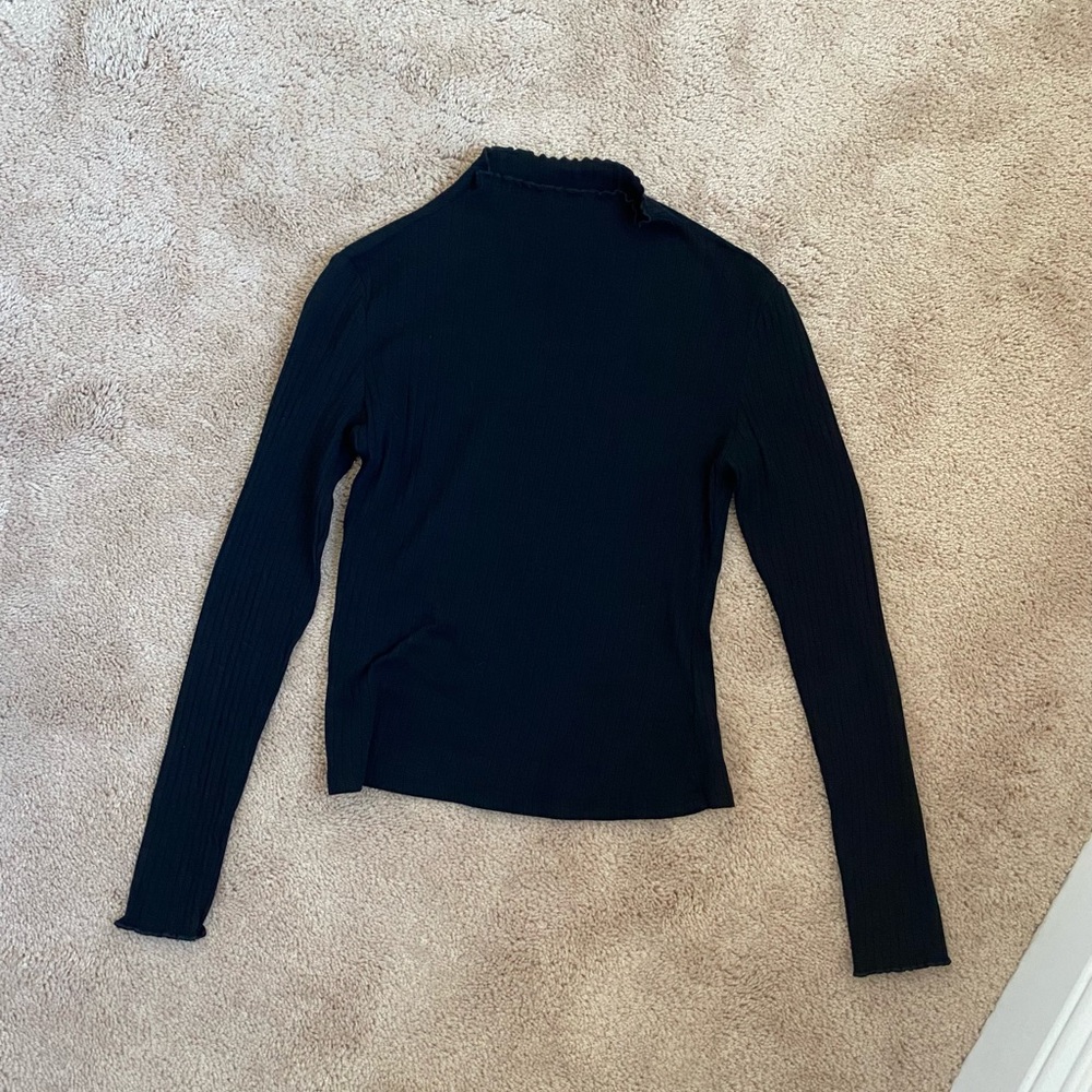 Ribbed Black Turtle Neck Long Sleeve